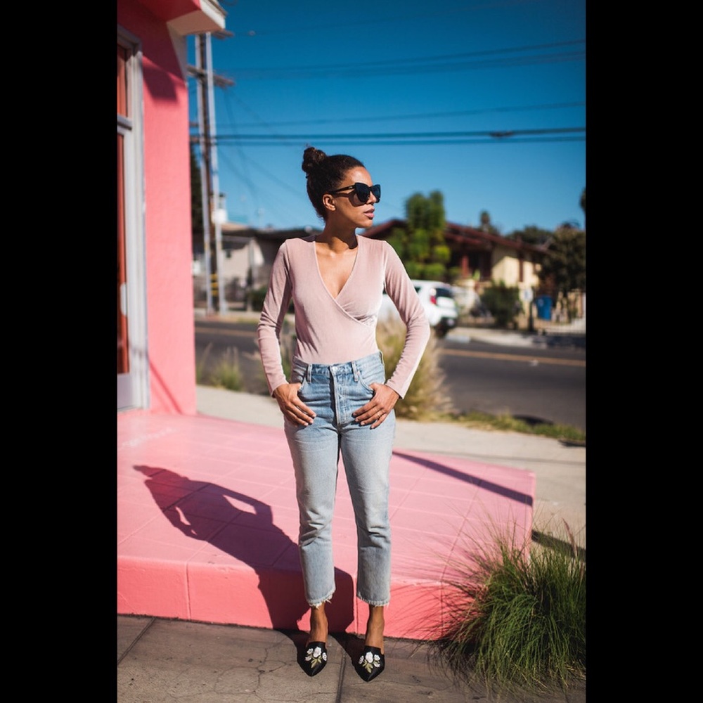 Madewell Velvet Wrap Bodysuit